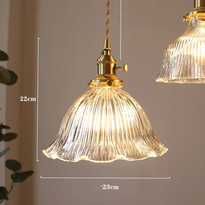 DecorBites™ Green Glass LED Hanging Light Fixture Copper Socket Modern Pendant Lamp