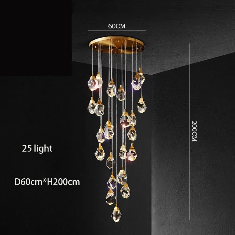 Decorbites™ Diamantkristall-Kronleuchter: Luxuriöse Gold-LED-Beleuchtung für Treppenhaus & Wohnzimmer
