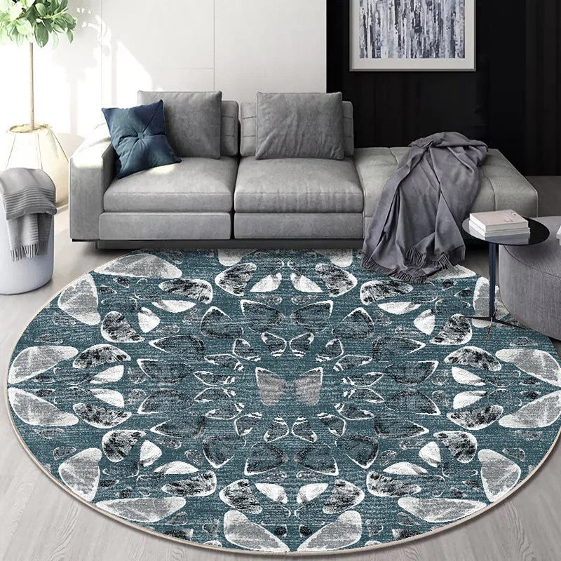 Decorbites™ Rundes Geometrisches Kaschmir-Bodenmatte für das Wohnzimmer, Fleckenresistent & Leicht zu Reinigen