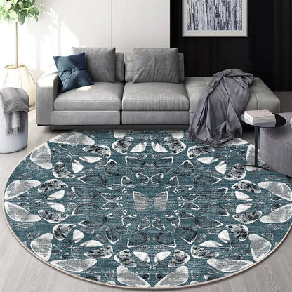Decorbites™ Rundes Geometrisches Kaschmir-Bodenmatte für das Wohnzimmer, Fleckenresistent & Leicht zu Reinigen