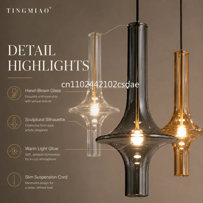 Postmodern Nordic Glass Pendant Light in White or Gray