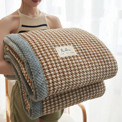 Decorbites™ Japanisches Gestreiftes Korallenflausch-Decke: Warme Sofabezug, Büroschlaf-Shawl, Für Alle Jahreszeiten