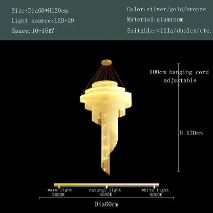 DecorBites™ Gold Tassel LED Chandelier for High Ceilings - Elegant Home Decor Lighting