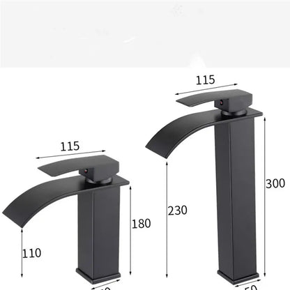 Decorbites™ Schwarz Messing Wasserfall Badezimmer Waschbecken Armatur Kalt Warm Mischer Einhebel Deckenmontage