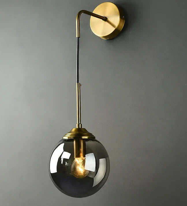 DecorBites™ Golden Round Glass Wall Sconce: Modern Nordic Lighting Fixture for Home Decor