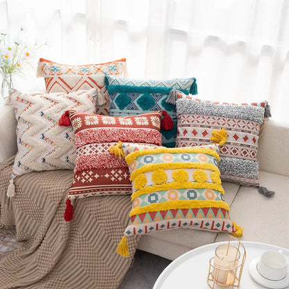 Decorbites™ Boho-Fransen-Kissenbezüge 45x45 - Luxuriöse Dekorative Kissen für Sofa und Bett