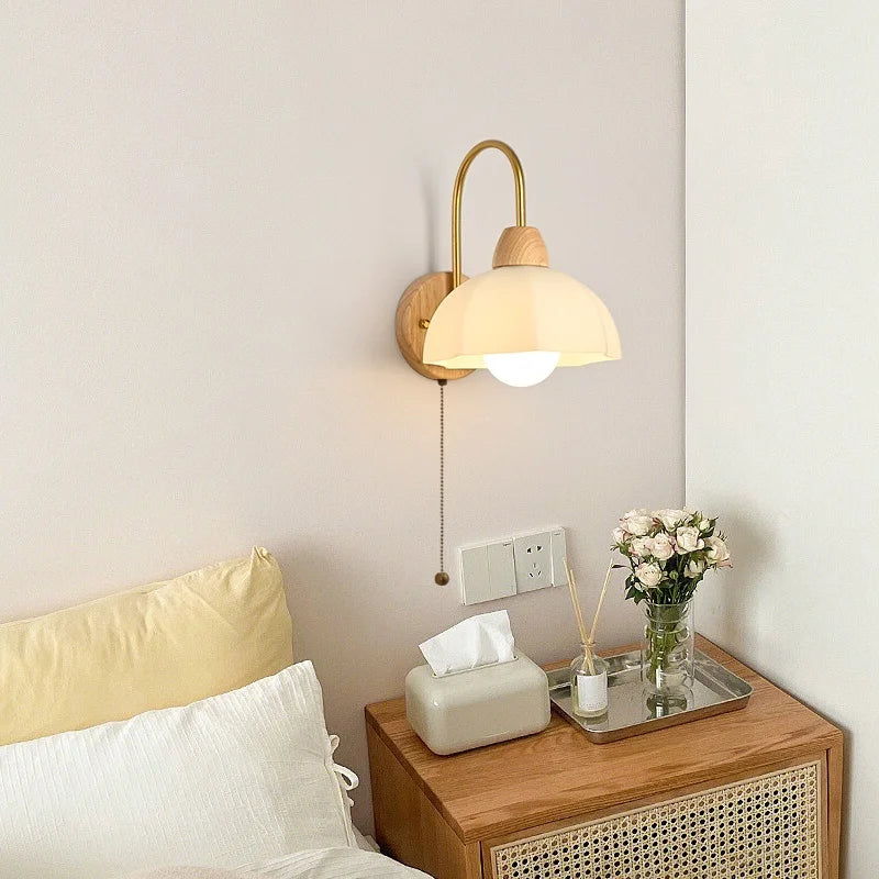Glass Wood LED Wall Light