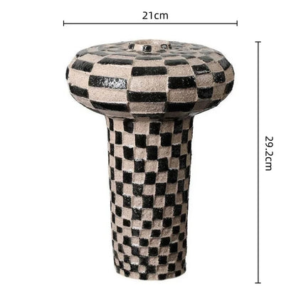 DecorBites™ Geometric Check Ceramic Vase for Home Decor and Floral Arrangements