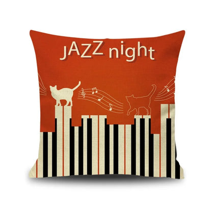 Decorbites™ Notenbrief Piano-Grafik-Druck Leinen-Kissenbezug 45x45cm Wohnzimmer-Dekoration