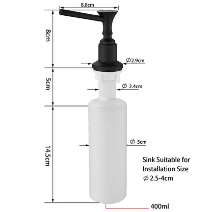 DecorBites™ 400ML Black Kitchen Liquid Soap Dispenser - Sink Replacement Bottle