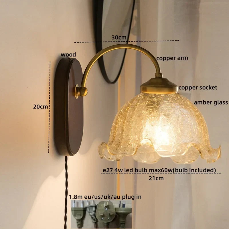 Decorbites™ Eisen-Glas-LED-Wandleuchten Moderne Nachttischlampe 4W Glühbirne für Badezimmer Schlafzimmer Wohnzimmer