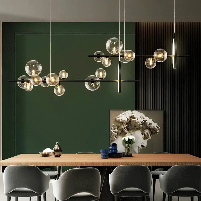 DecorBites™ Glass Ball LED Chandelier: Modern Nordic Style for Living, Dining, Kitchen, Study