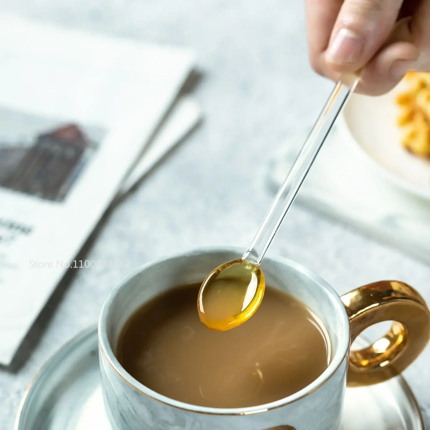 Decorbites™ hitzebeständiges Glaslöffel-Set für Kaffee, Dessert & Gewürzglas, Teelöffel