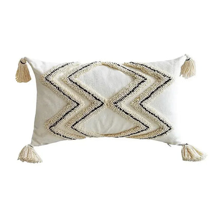 Decorbites™ Geometrisches Tufted Quasten Kissenbezug aus Baumwoll-Leinen Herbst-Kissenbezug