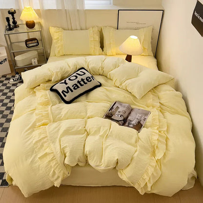 Decorbites™-Spitzen-Patchwork-Bettwäsche-Set, weiches Mikrofaser, für ein Voll-Queen-Größe-Bett mit Kissenbezug