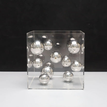 Decorbites™ Abstrakte Metallkugel-Kunstwerke in transparenten Acrylbehälterboxen