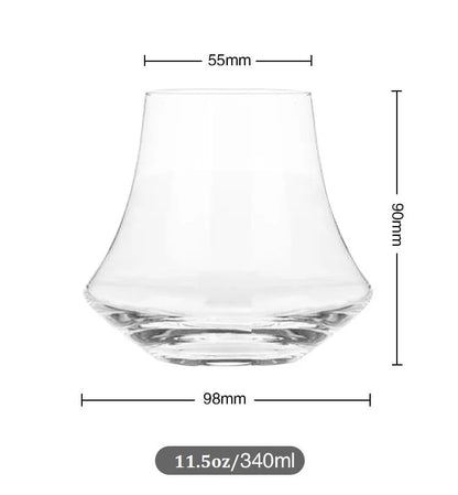 DecorBites™ Crystal Whiskey Glass Tumbler | Wind Edge Shape Spirits Cup | Thick Bottom Glass