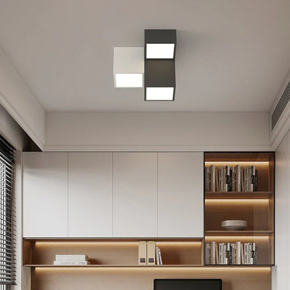 DecorBites™ Geometric LED Ceiling Light for Modern Bedroom, Study Room - Black/White Luxe Design