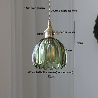 DecorBites™ Green LED Pendant Light Fixture Glass Japan Style Hang Lamp