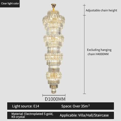 Decorbites™ Elegante Kristall-Hohl-Lang-Lüster für Duplex-Wohnzimmer und Treppenhaus
