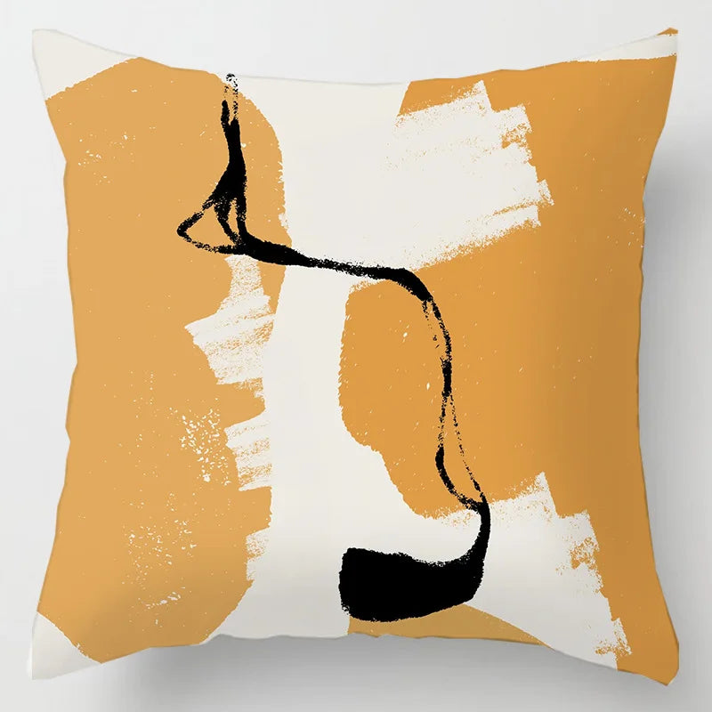 DecorBites™ Geometric Leaves Print Cushion Cover for Home Decor and Comfort