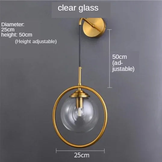 Decorbites™ Glas-Kugeln-Wandleuchte Goldenes Nachttischlampen-Armatur für die Hausdekoration