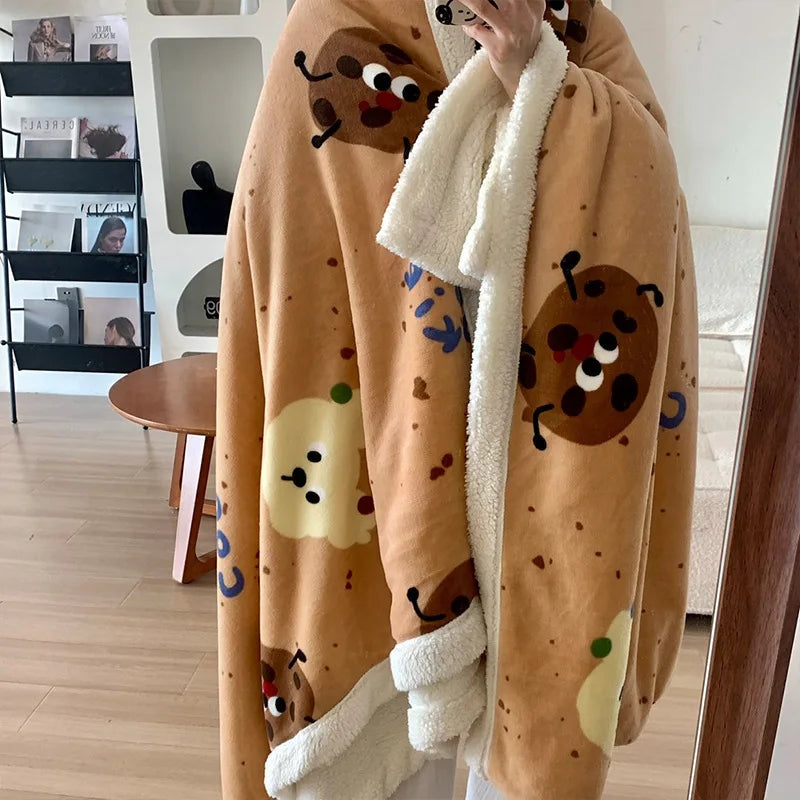 Decorbites™ Koreanisches Cartoon-Plüschdecke, weiche Nappensofabezug für Zuhause und Wohnheim