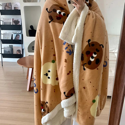Decorbites™ Koreanisches Cartoon-Plüschdecke, weiche Nappensofabezug für Zuhause und Wohnheim