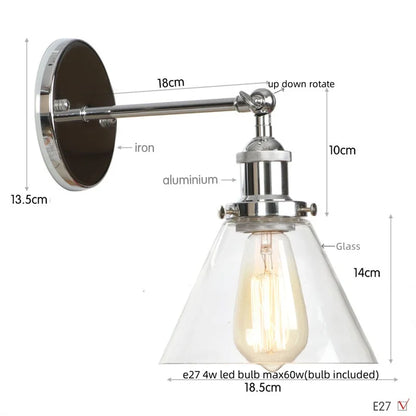 Decorbites™ Klares Glas Eisen LED Wandlampe Rustikales Industrielles Vintage Steckdosensleuchte