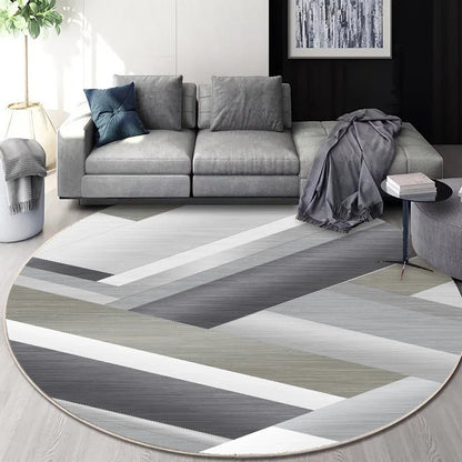 Decorbites™ Rundes Geometrisches Kaschmir-Bodenmatte für das Wohnzimmer, Fleckenresistent & Leicht zu Reinigen