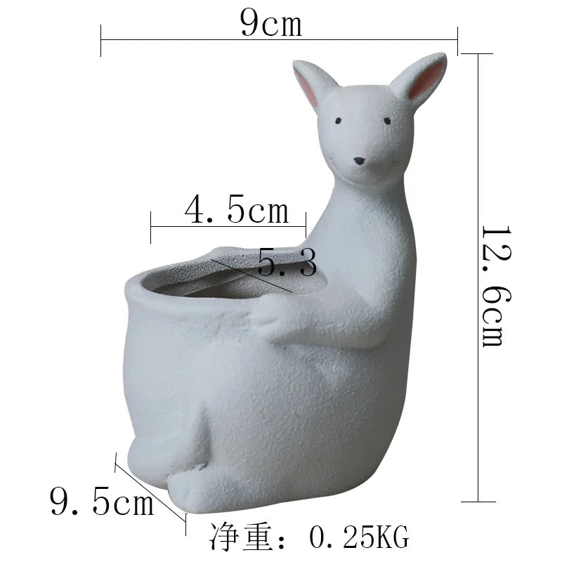 Decorbites™ Känguru-Cartoon-Keramik-Blumentopf-Vase für Kakteen, Sukkulenten und Pflanzen