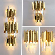 Gold Crystal Wall Lamp 80cm With Crystal Shade