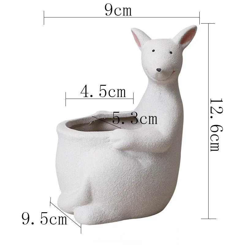 Decorbites™ Känguru-Cartoon-Keramik-Blumentopf-Vase für Kakteen, Sukkulenten und Pflanzen