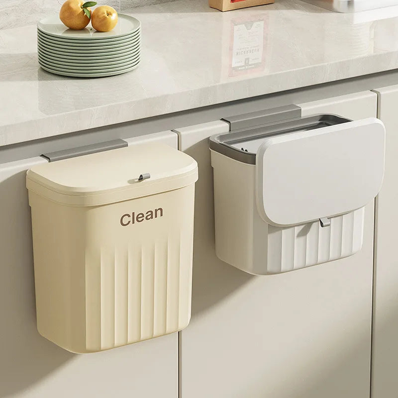 DecorBites™ Kitchen Cabinet Hanging Trash Can with Lid and Large Capacity