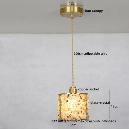 Decorbites™ Kupfer-Walnuss-LED-Pendantleuchte Kristallglas-Hängeleuchte