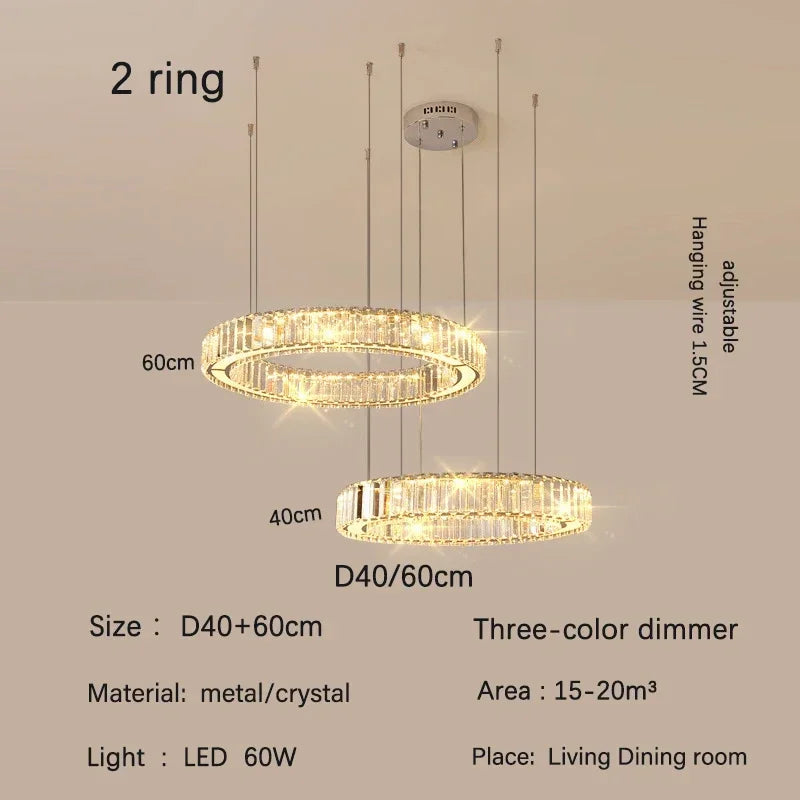 Decorbites™ Golden Crystal Kronleuchter: Nordisch Modern Luxuriöser LED-Hängender Halo für das Wohnzimmer