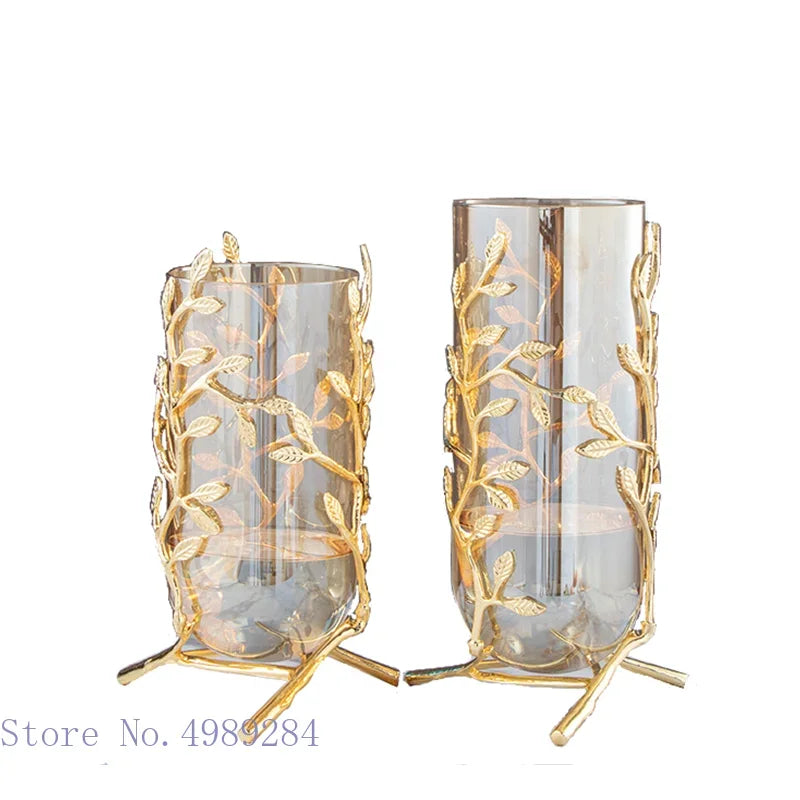 Gold Frame Glass Vase