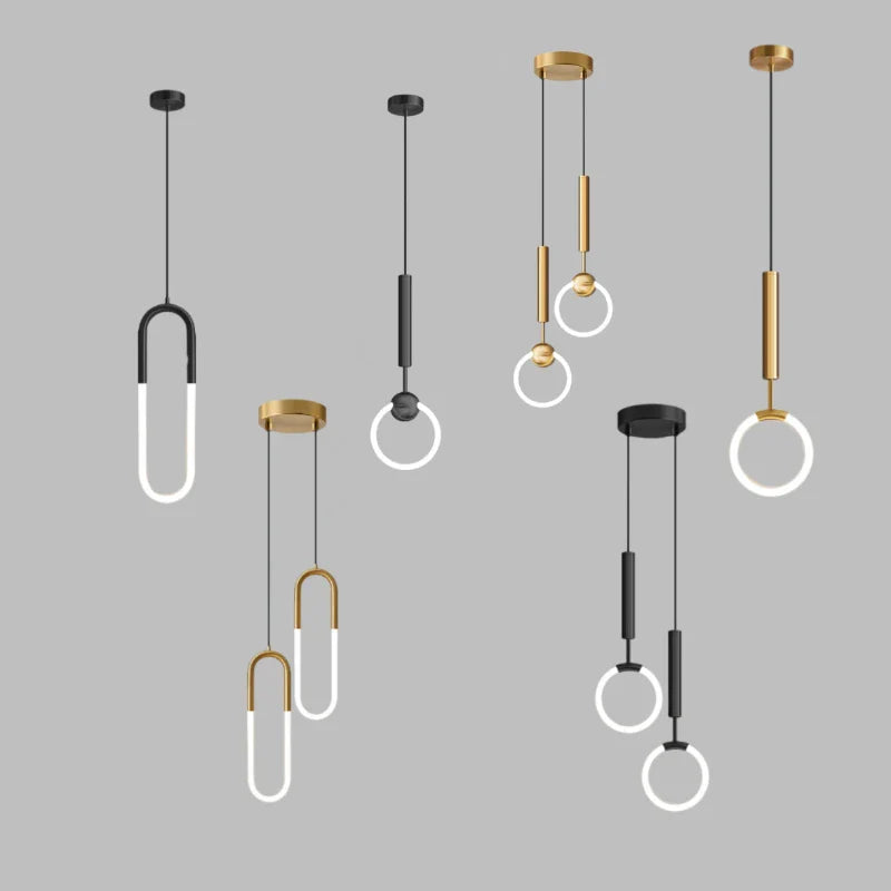 Modern Black Gold Iron Acrylic Pendant Light