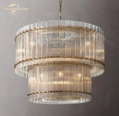 Decorbites™ Klarer LED-Glas-Lüster, zweistufiger runder Pendellicht für das Wohnzimmer