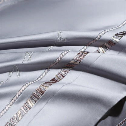 Decorbites™ Baumwoll-Satin-Jacquard-Stickerei-Bettwäsche-Set mit elastischem Spannbettlaken & Daunendeckelbezug