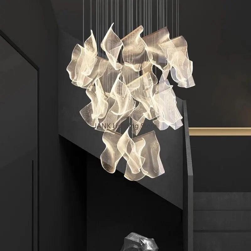 Acrylic Modern Pendant Light 18-Light Round Staircase