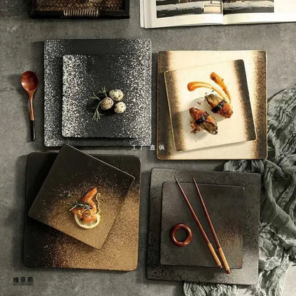 Decorbites™ glasierte Barbecue-Flügelplatte mit Messer - Japanischer Stil Tablett für gebratene Flügel und Fisch