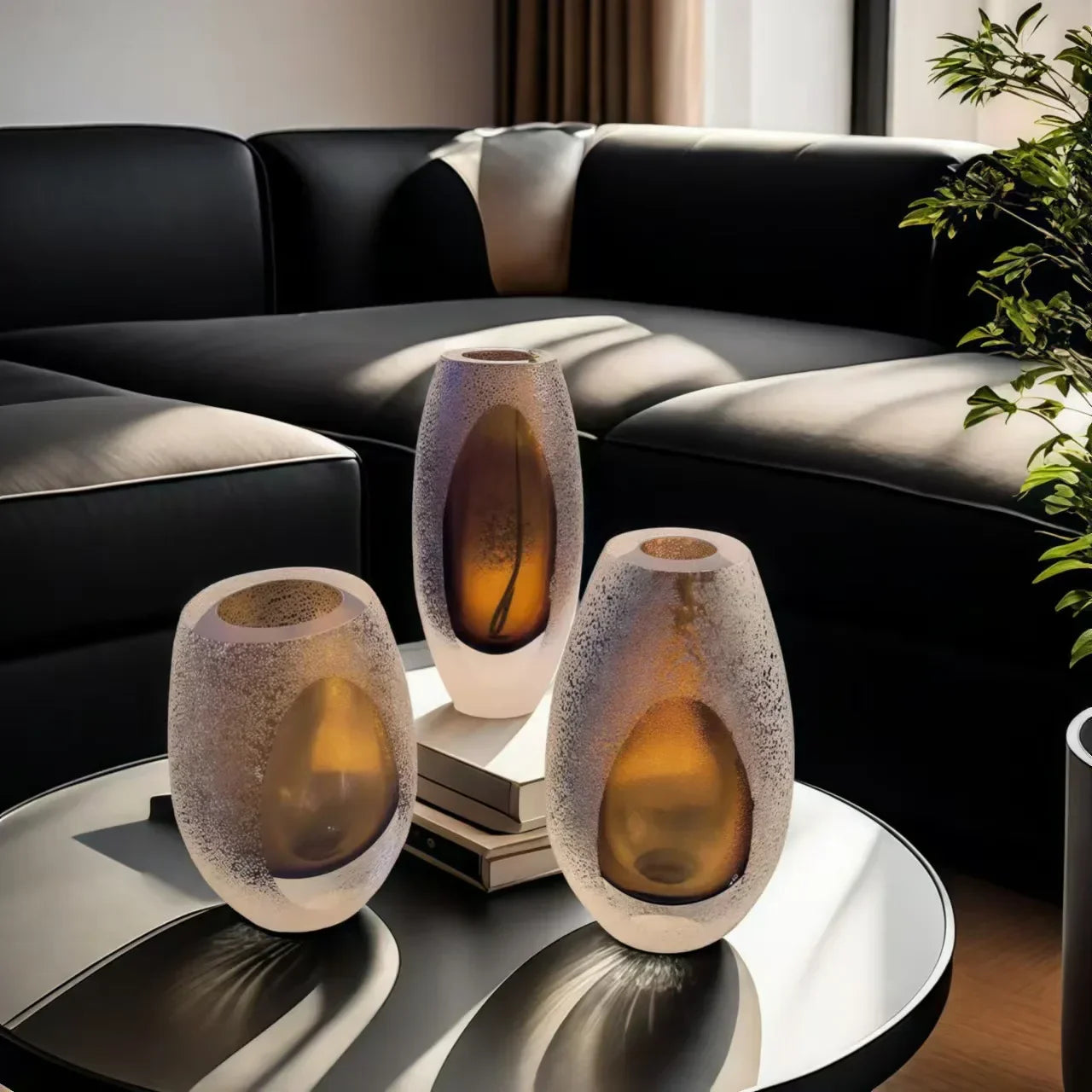DecorBites™ Frosted Glass Vase Home Decoration Floral Arrangement Hydroponics Terrarium Jar