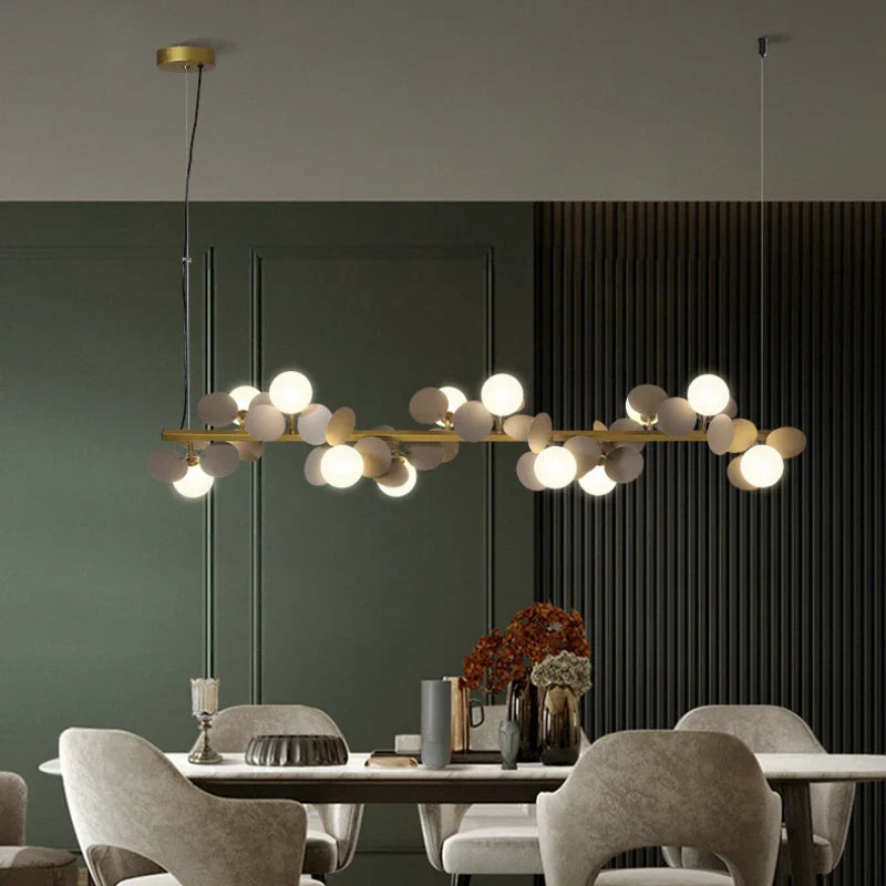 Decorbites™ Goldenes Metall G9 LED Anhänger-Kronleuchter mit Acryl-Blumen-Dekor