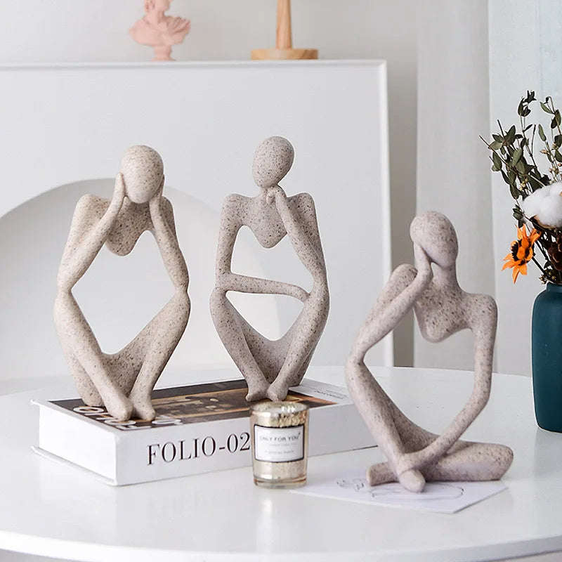 Decorbites™ Abstrakte Denkerin Frau-Figur Harz-Skulptur Modernes Kunst-Dekor Handwerksornament