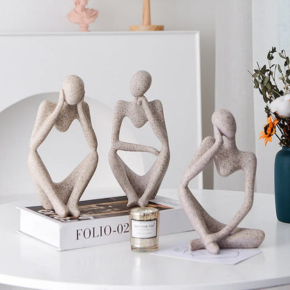 Decorbites™ Abstrakte Denkerin Frau-Figur Harz-Skulptur Modernes Kunst-Dekor Handwerksornament