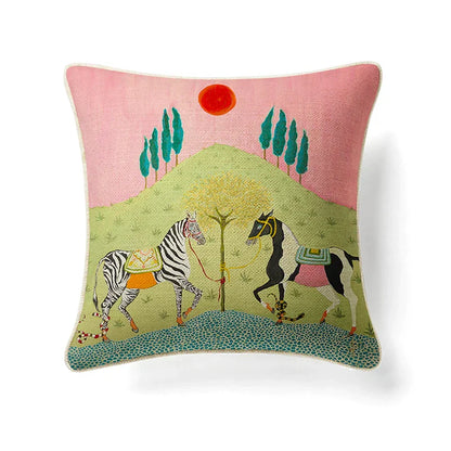 DecorBites™ Guvinci Horse Decorative Cushion Cover 45x45cm for Living Room Sofa