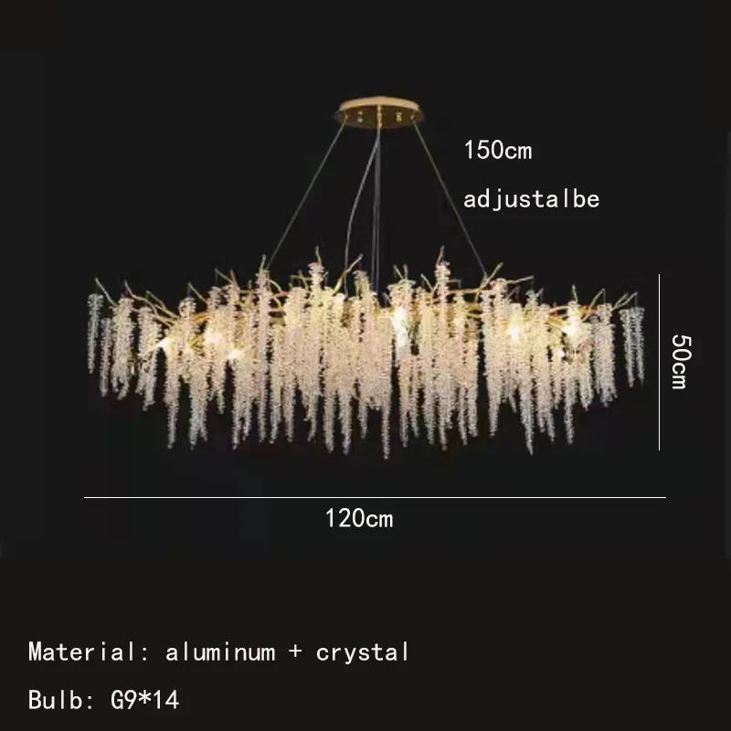 Decorbites™ Gold-Aluminium-Kristall-Kronleuchter für elegante Beleuchtung im Esszimmer