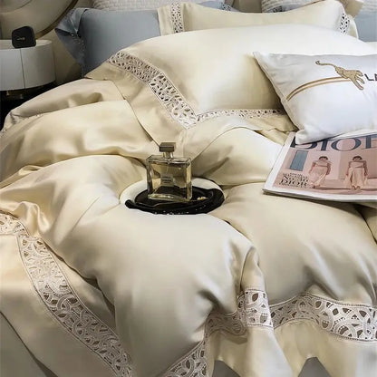 Decorbites™ Eukalyptusfaser-Hohlgewebe-Bettwäsche-Set mit breitem Rand – Weich, seidenweich und atmungsaktiv