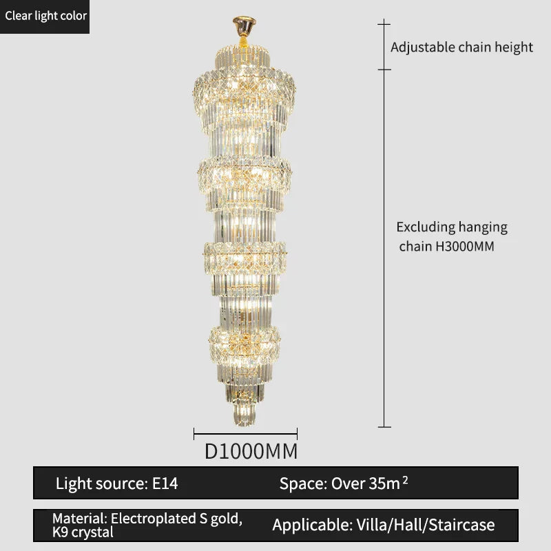 Decorbites™ Elegante Kristall-Hohl-Lang-Lüster für Duplex-Wohnzimmer und Treppenhaus